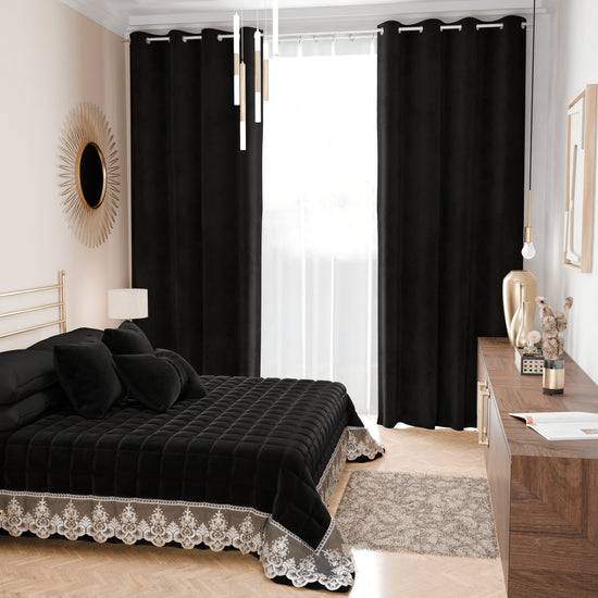 PETTI Trapuntino Primaverile In Velluto E Balza Con Pizzo Rebrodè Nero