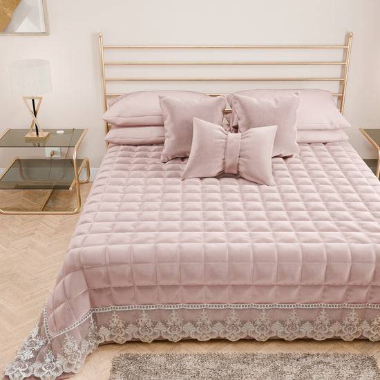 PETTI Trapuntino Primaverile in Velluto e Balza con Pizzo Rebrodè Cipria