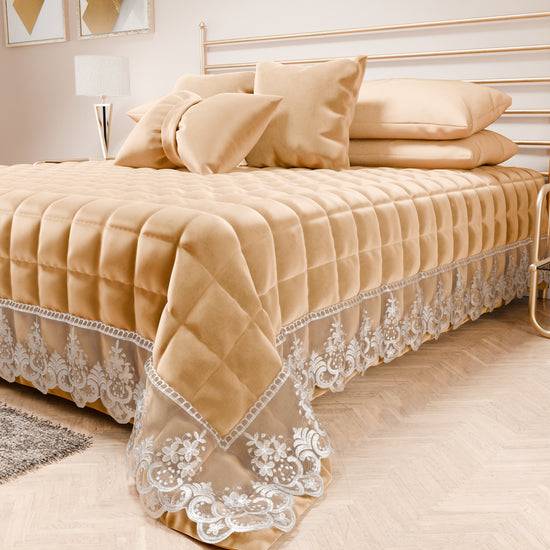 PETTI Trapuntino Primaverile In Velluto E Balza Con Pizzo Rebrodè Oro