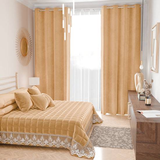 PETTI Trapuntino Primaverile In Velluto E Balza Con Pizzo Rebrodè Oro