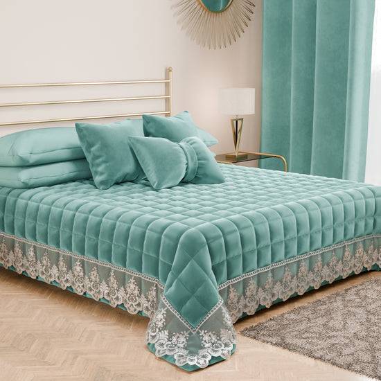 PETTI Trapuntino Primaverile In Velluto E Balza Con Pizzo Rebrodè Tiffany