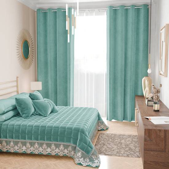 PETTI Trapuntino Primaverile In Velluto E Balza Con Pizzo Rebrodè Tiffany