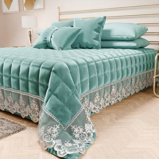 PETTI Trapuntino Primaverile In Velluto E Balza Con Pizzo Rebrodè Tiffany