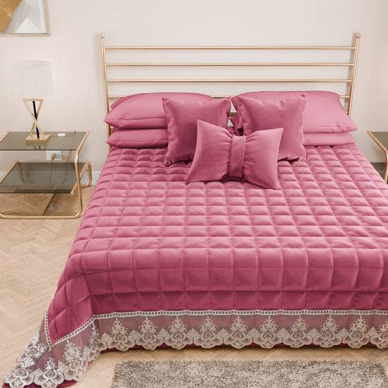 PETTI Trapuntino Primaverile in Velluto e Balza con Pizzo Rebrodè Fucsia