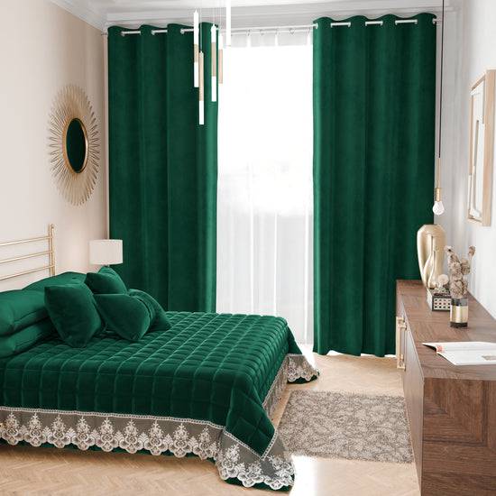 PETTI Trapuntino Primaverile In Velluto E Balza Con Pizzo Rebrodè Smeraldo