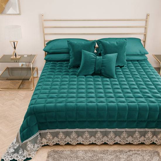 PETTI Trapuntino Primaverile in Velluto e Balza con Pizzo Rebrodè Ottanio