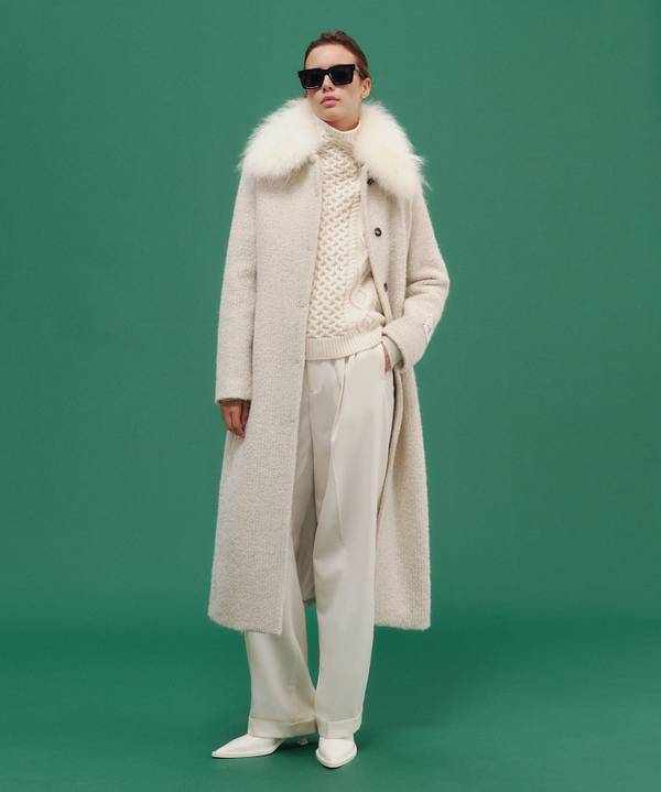 Peuterey Cappotto Lungo Con Collo In Capra Cashmere