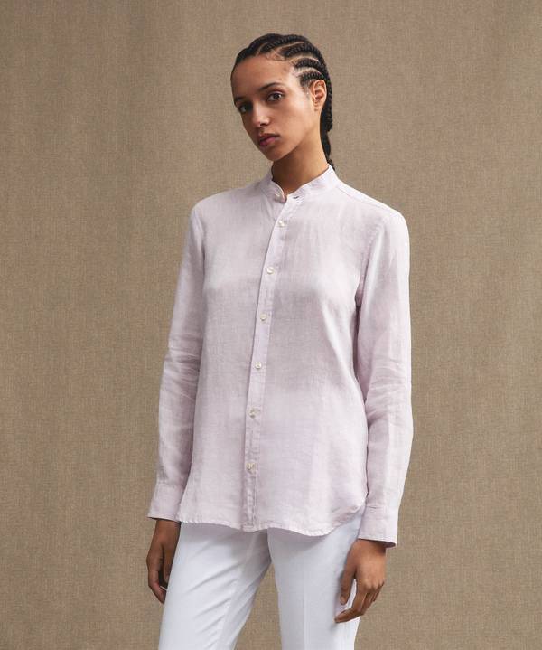 Peuterey Camicia Di Lino Collo Alla Coreana