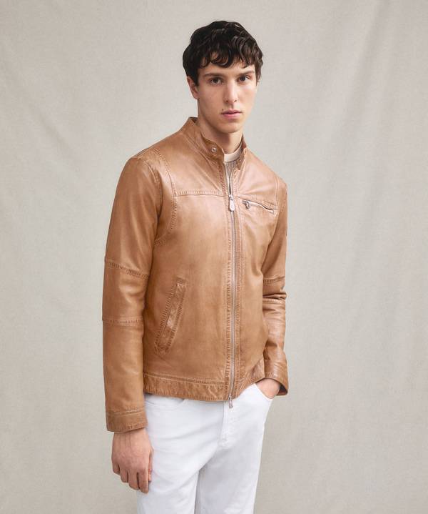 Peuterey Giacca Biker In Morbida Pelle