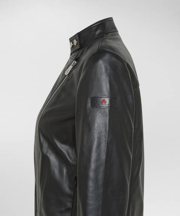 Peuterey Giacca Biker In Pelle Con Zip Laterale
