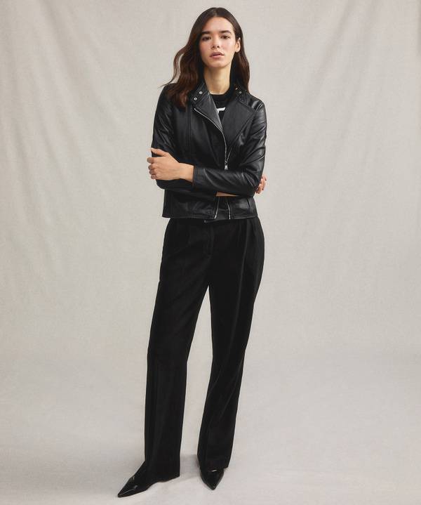 Peuterey Giacca biker in pelle con zip laterale