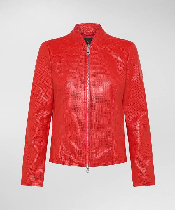 Peuterey Giacca Biker Lucida In Pelle Traforata