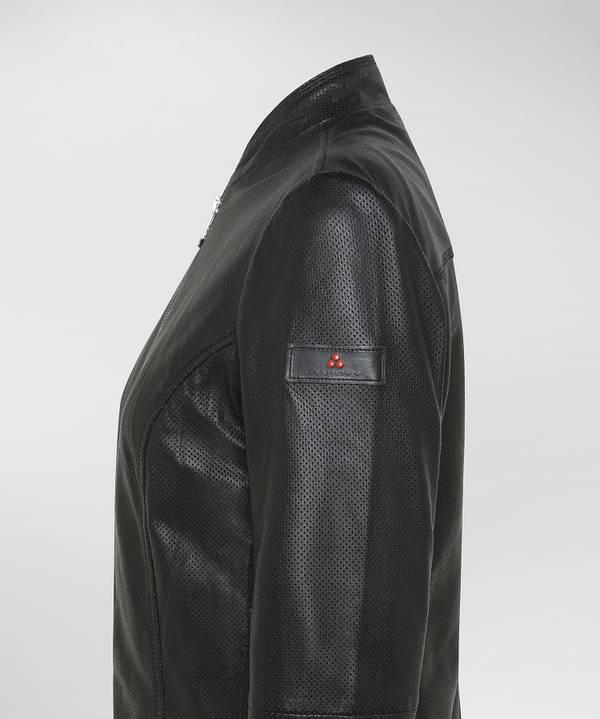 Peuterey Giacca Biker Lucida In Pelle Traforata