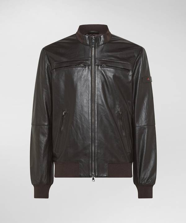 Peuterey Giacca In Pelle Con Dettagli In Maglina