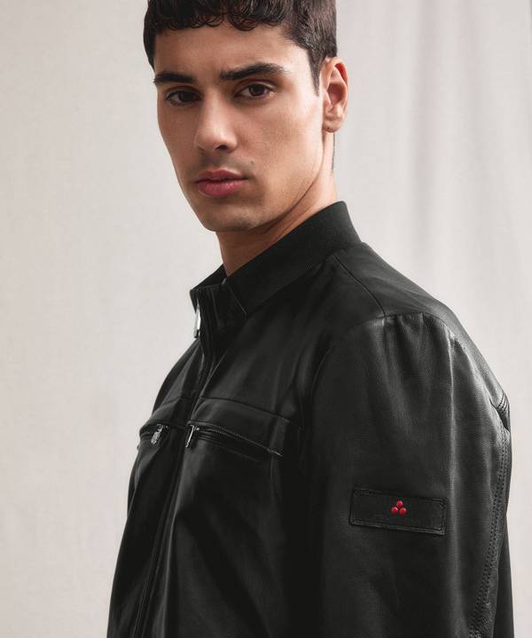 Peuterey Giacca In Pelle Con Dettagli In Maglina