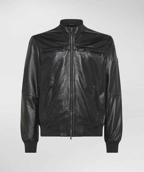 Peuterey Giacca In Pelle Con Dettagli In Maglina