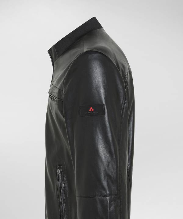 Peuterey Giacca In Pelle Con Dettagli In Maglina