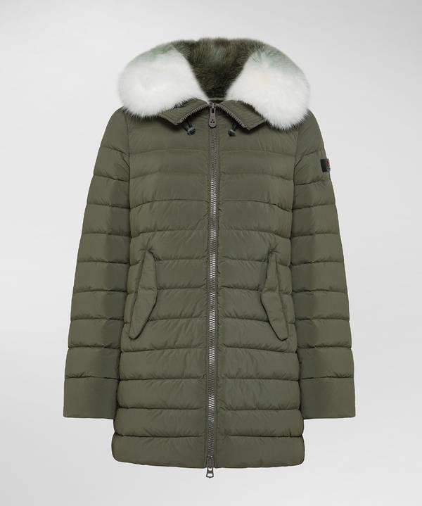 Peuterey Piumino Lungo Con Pelliccia In Tono Colore