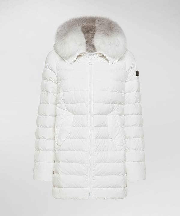 Peuterey Piumino Lungo Con Pelliccia In Tono Colore