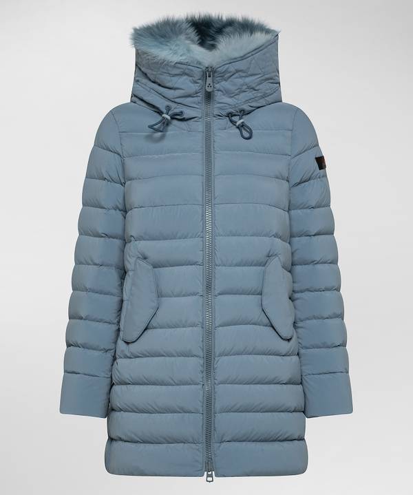 Peuterey Piumino Lungo Con Pelliccia In Tono Colore