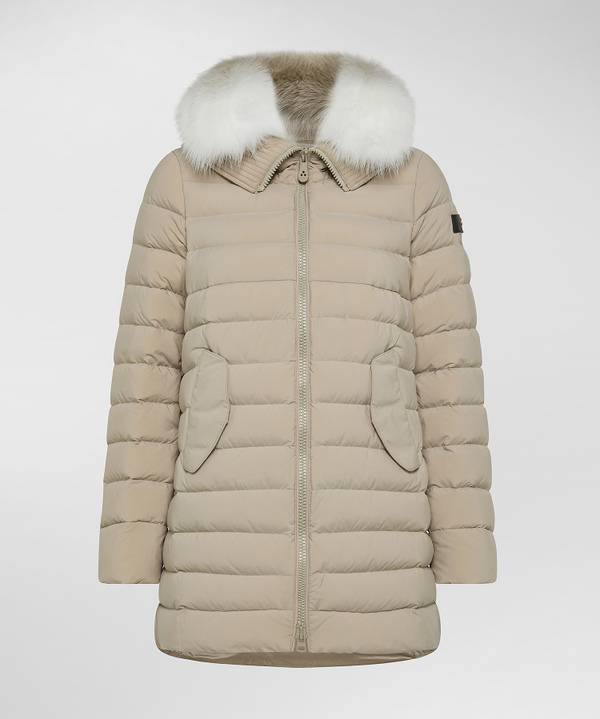Peuterey Piumino Lungo Con Pelliccia In Tono Colore
