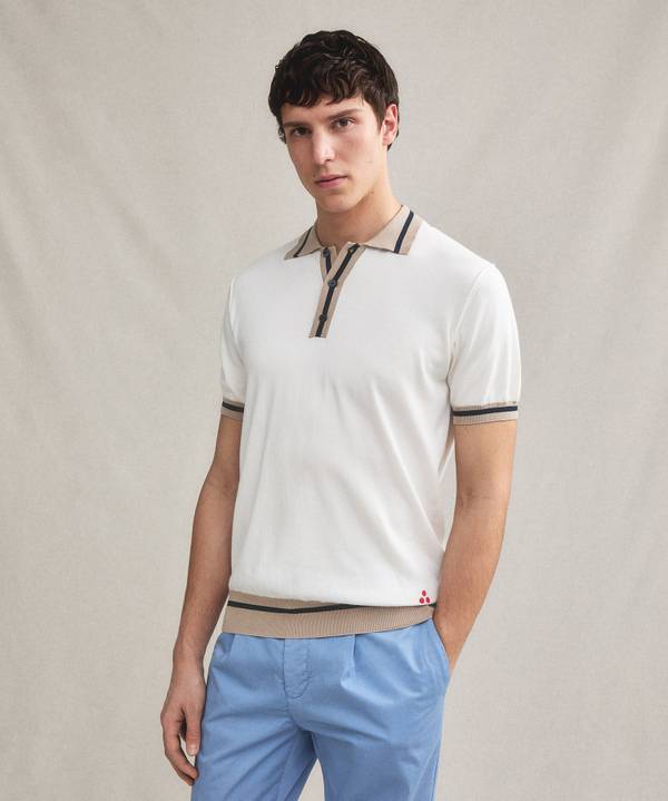 Peuterey Polo In Tricot Di Cotone Con Dettagli Rigati