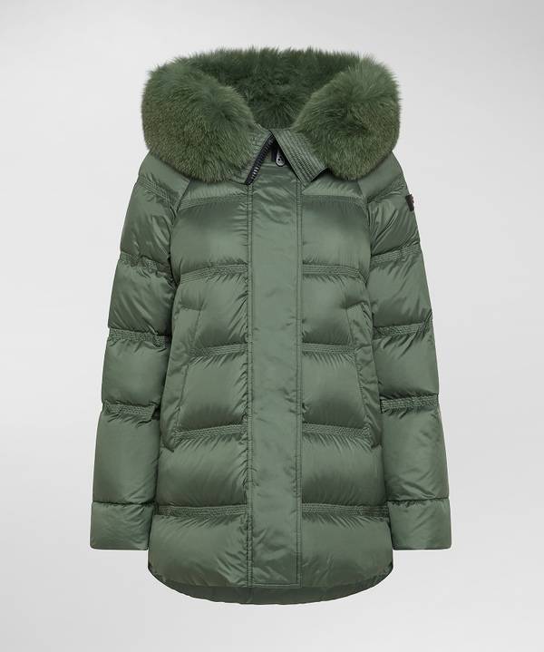 Peuterey Puffer Jacket Con Cappuccio Bordato In Pelliccia