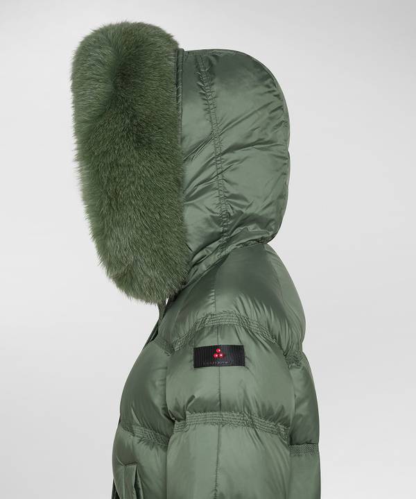 Peuterey Puffer Jacket Con Cappuccio Bordato In Pelliccia