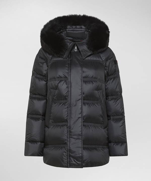 Peuterey Puffer Jacket Con Cappuccio Bordato In Pelliccia