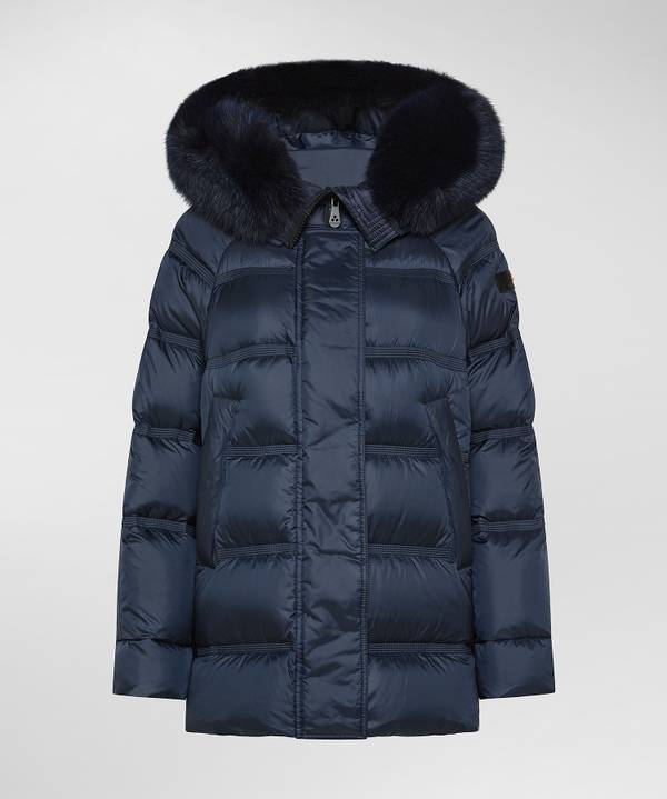 Peuterey Puffer Jacket Con Cappuccio Bordato In Pelliccia