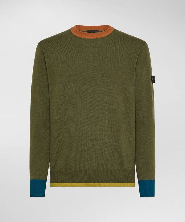 Peuterey Pullover In Tricot Misto Lana Con Dettagli A Contrasto
