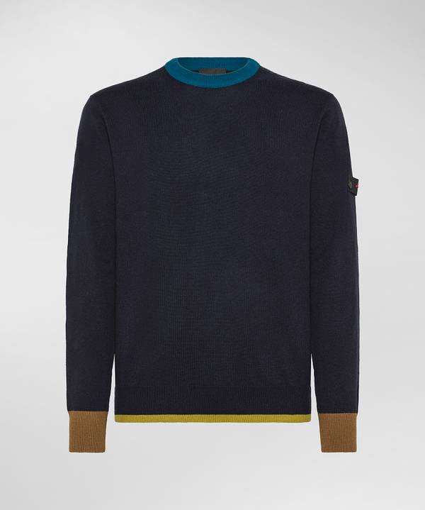 Peuterey Pullover In Tricot Misto Lana Con Dettagli A Contrasto