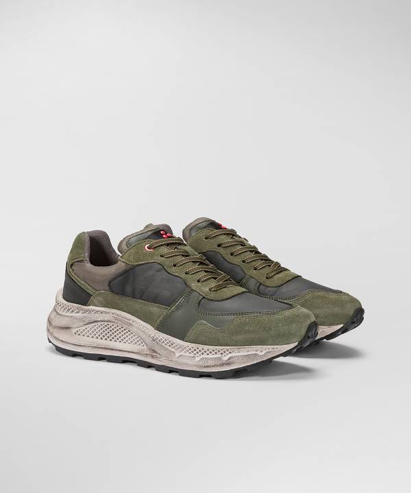 Peuterey Scarpa In Nylon E Pelle Con Suola Eva Effetto Used