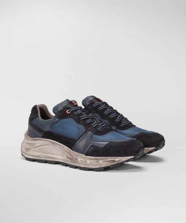 Peuterey Scarpa In Nylon E Pelle Con Suola Eva Effetto Used