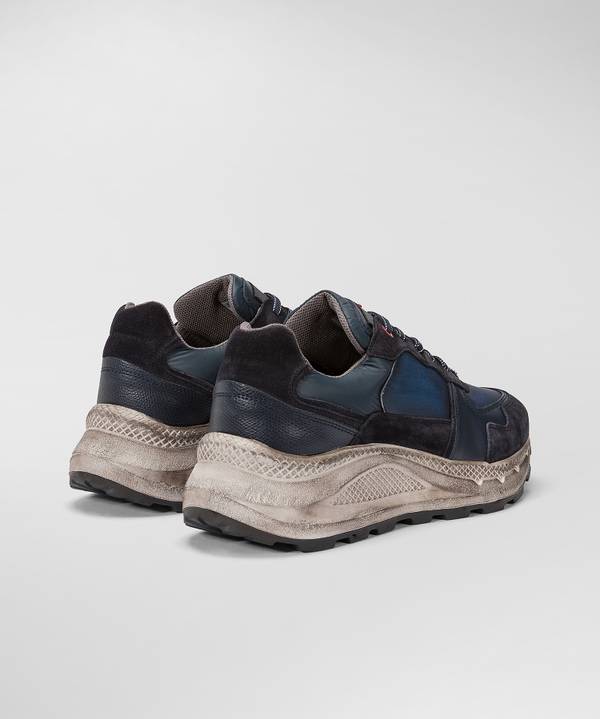 Peuterey Scarpa In Nylon E Pelle Con Suola Eva Effetto Used