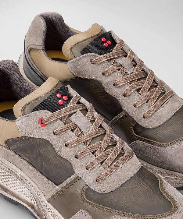 Peuterey Scarpa In Nylon E Pelle Con Suola Eva Effetto Used