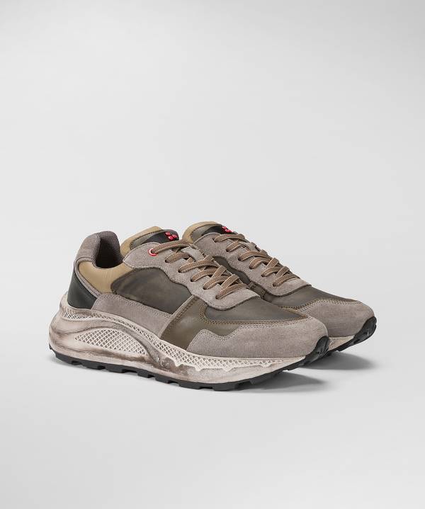 Peuterey Scarpa In Nylon E Pelle Con Suola Eva Effetto Used