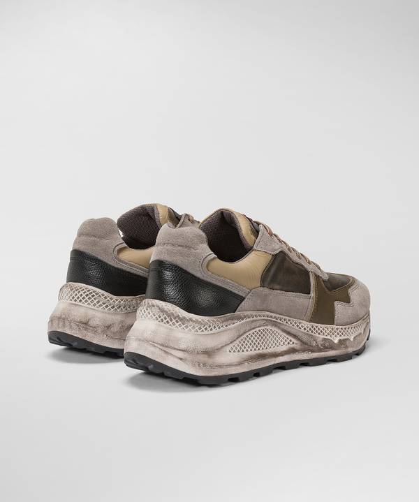 Peuterey Scarpa In Nylon E Pelle Con Suola Eva Effetto Used