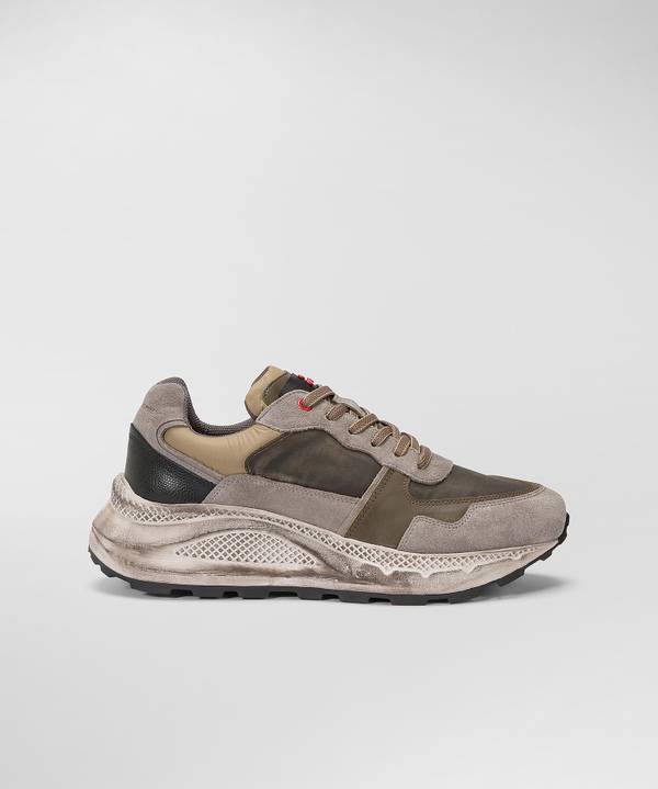 Peuterey Scarpa In Nylon E Pelle Con Suola Eva Effetto Used