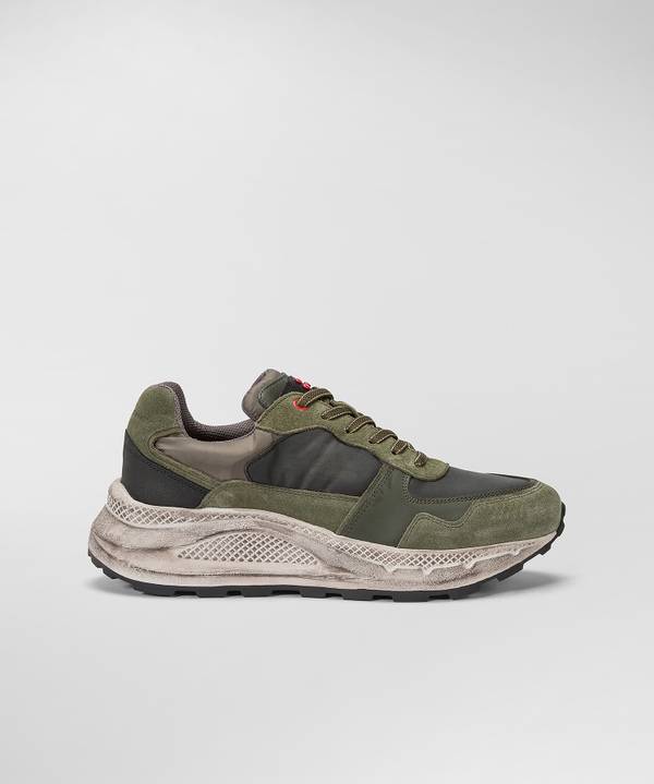 Peuterey Scarpa In Nylon E Pelle Con Suola Eva Effetto Used