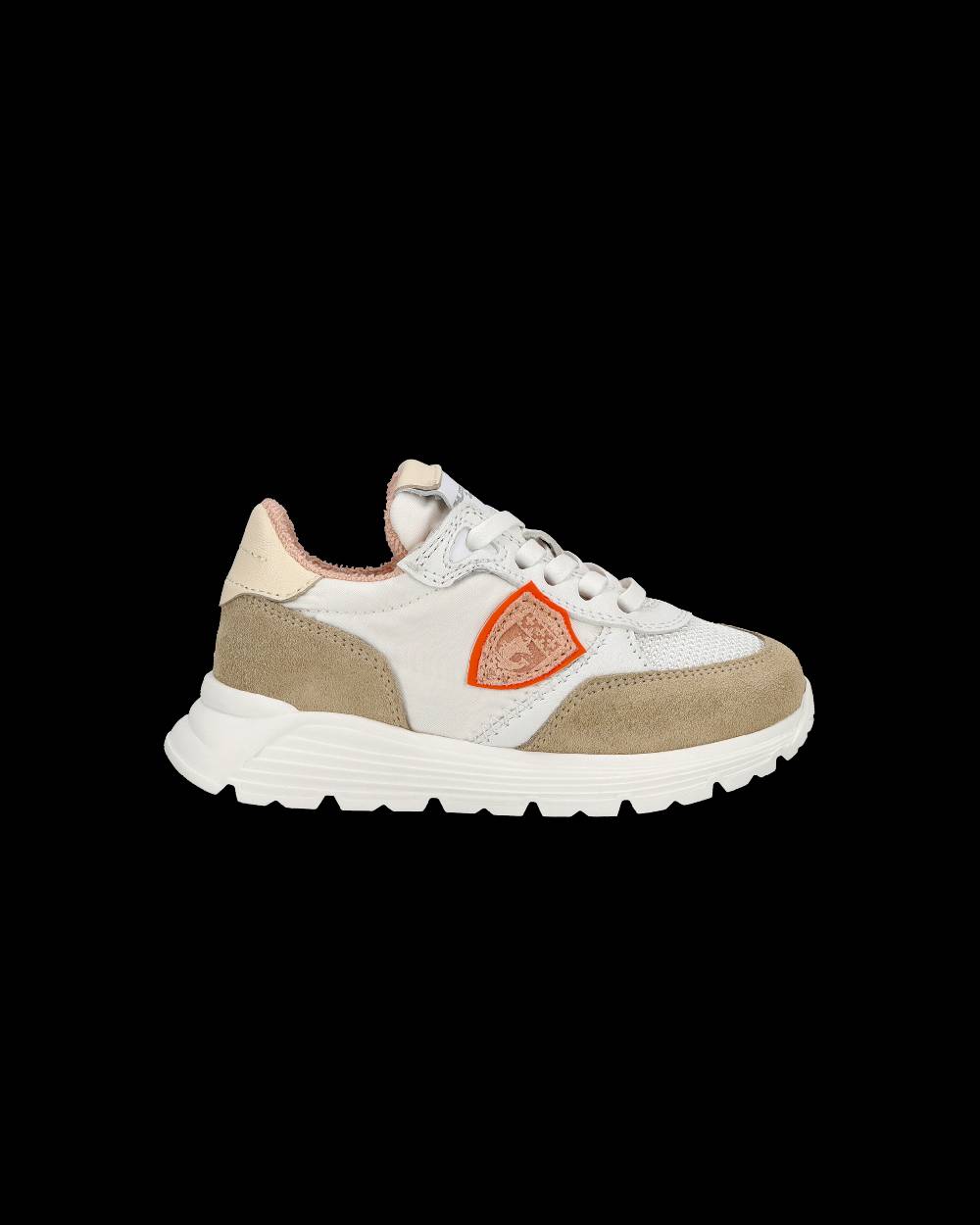Philippe Model Baby Antibes Low-Top Sneakers In Nylon And Leather, White Beige