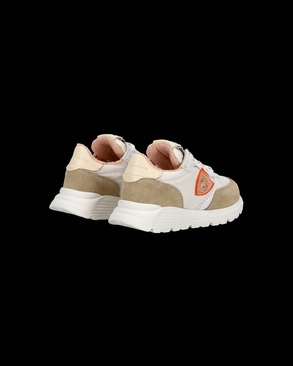 Philippe Model Baby Antibes Low-Top Sneakers In Nylon And Leather, White Beige