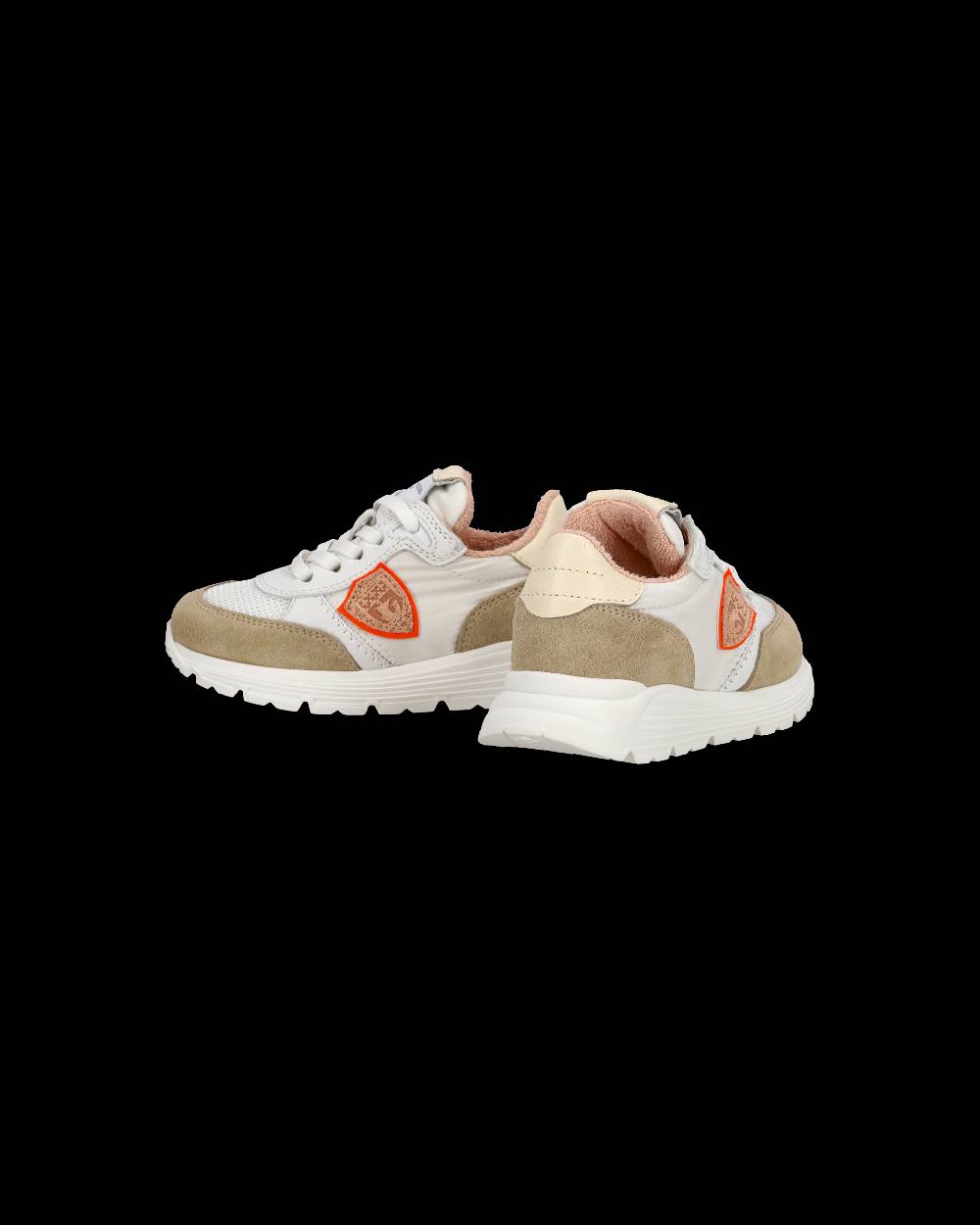Philippe Model Baby Antibes Low-Top Sneakers In Nylon And Leather, White Beige