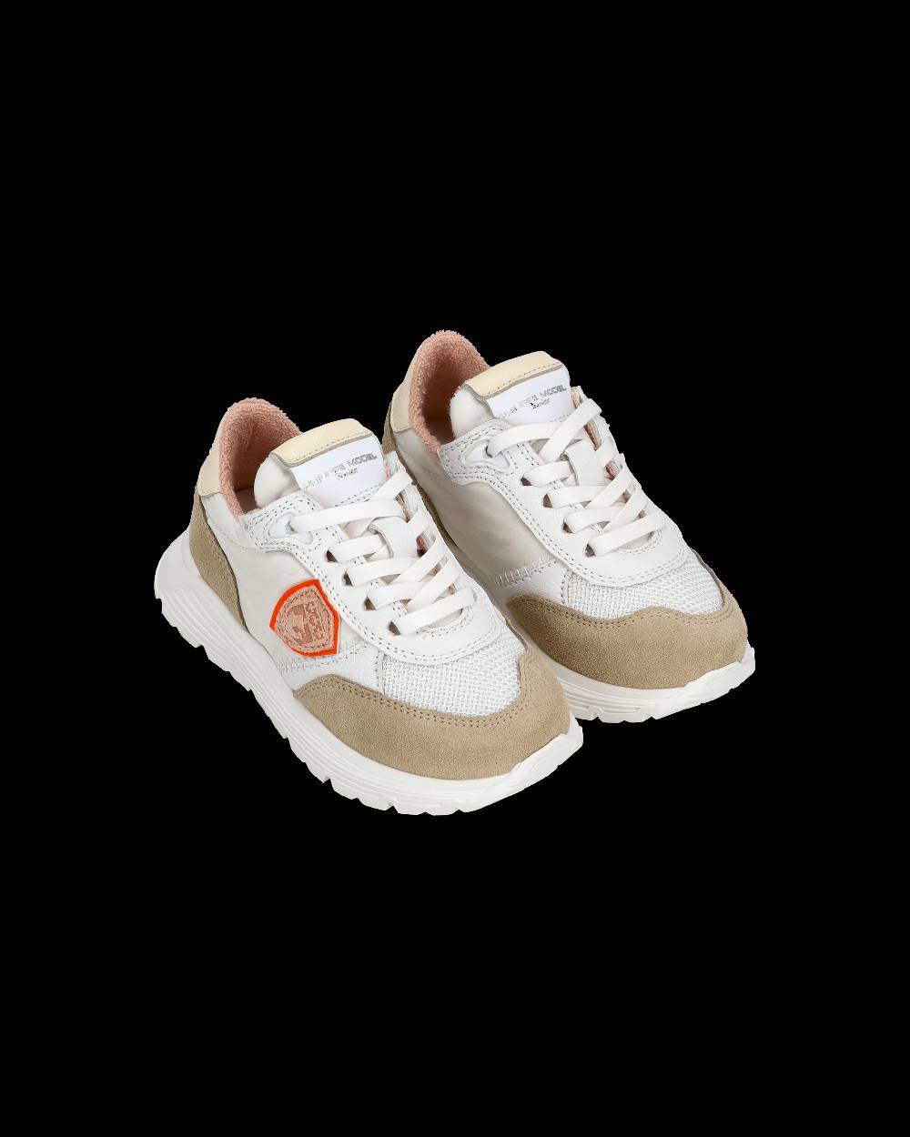 Philippe Model Baby Antibes Low-Top Sneakers in Nylon And Leather, White Beige