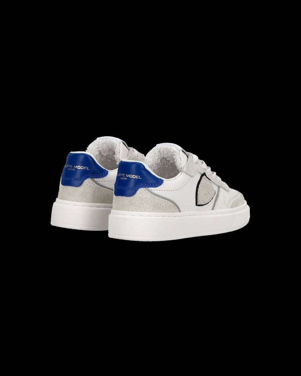 Philippe Model Baby Nice Low-Top Sneakers In Leather, White Blue