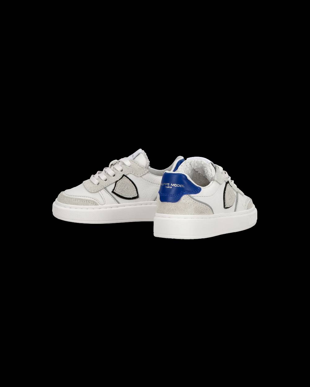 Philippe Model Baby Nice Low-Top Sneakers In Leather, White Blue