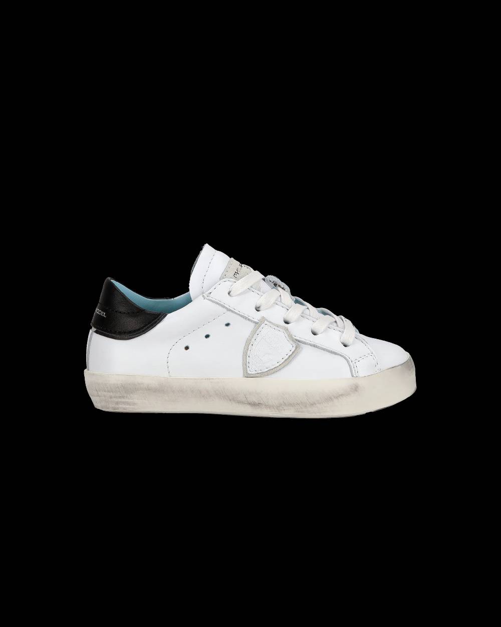 Philippe Model Baby Paris Low-Top Sneakers In Leather, White Black