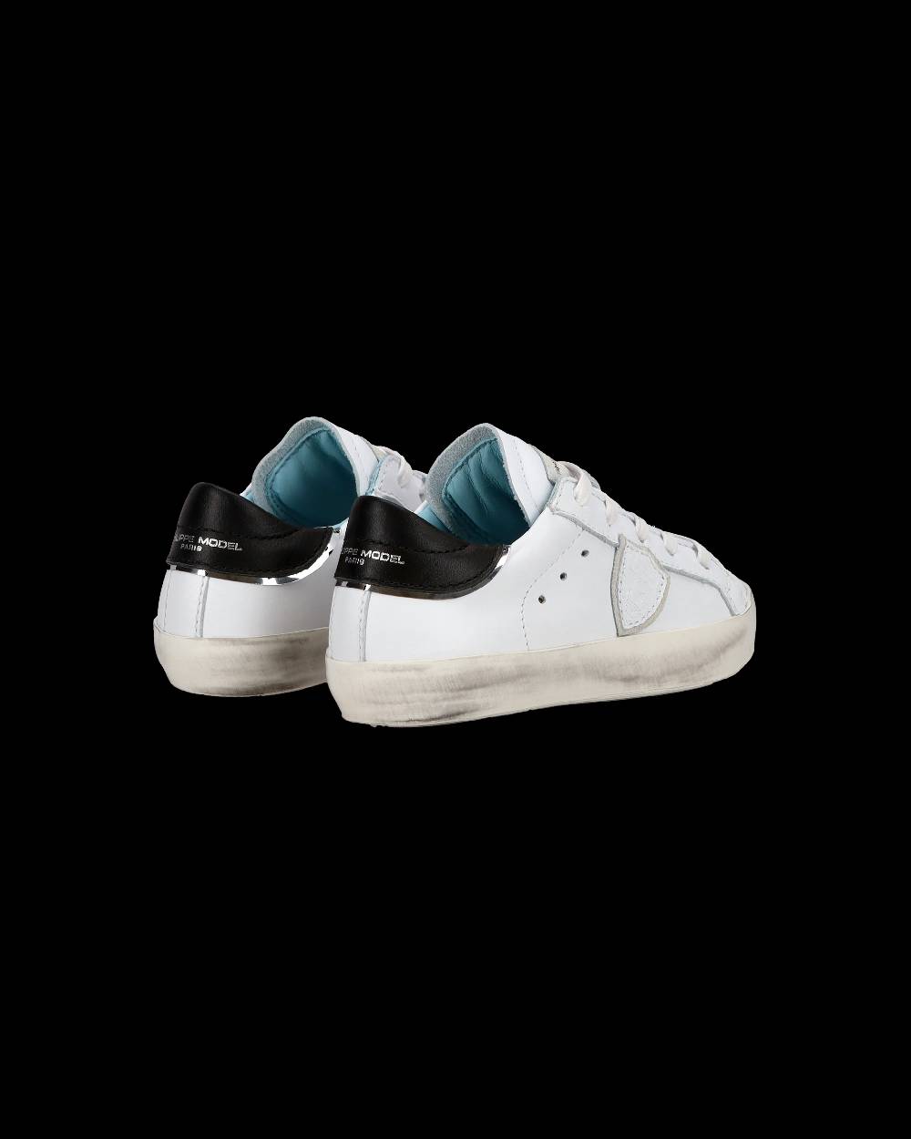 Philippe Model Baby Paris Low-Top Sneakers In Leather, White Black