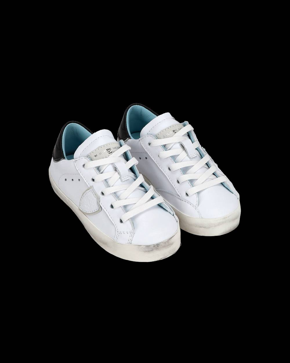 Philippe Model Baby Paris Low-Top Sneakers in Leather, White Black