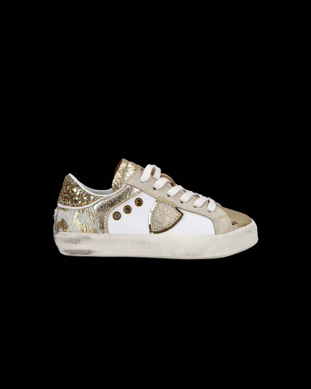 Philippe Model Baby Paris Low-Top Sneakers In Leather, White Gold